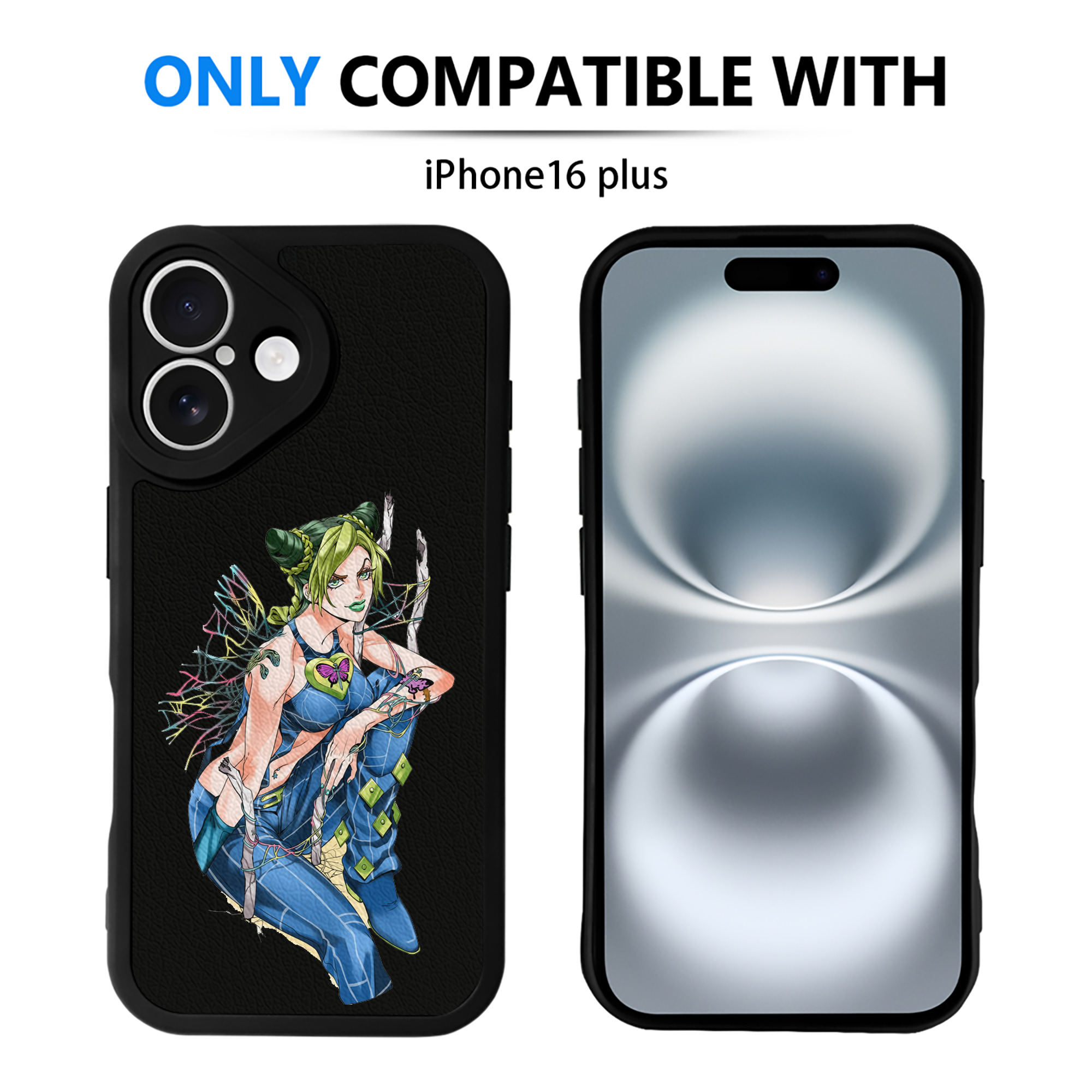 （画像用） "ジョジョの奇妙な冒険 くうじょう ジョリーン JoJo's Bizarre Adventure Jolyne Cujoh " 【iPhone 16シリーズ対応】シリコンスマホケース（レザー調） 材質：シリコン